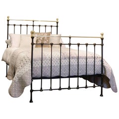 Antique Double Black Victorian Bed with Gold Lining MD54