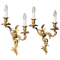 French 19th Century Pair of Gilded Antique Wall Sconces