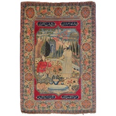 Early 20th Century Antique Persian Pictorial Tabriz Rug