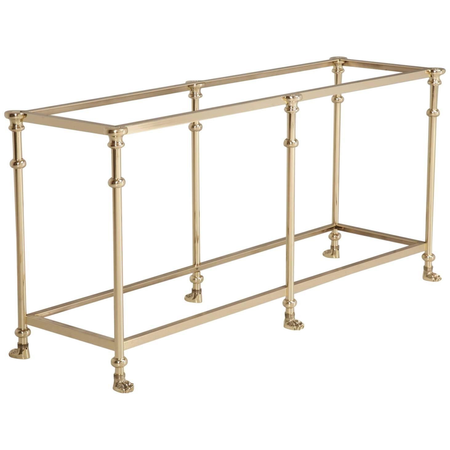 Solid Brass Console Table, or Kitchen Island Paw Feet Per Your Specifications For Sale