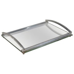 1930s Matte Nickel Frame Serving Tray