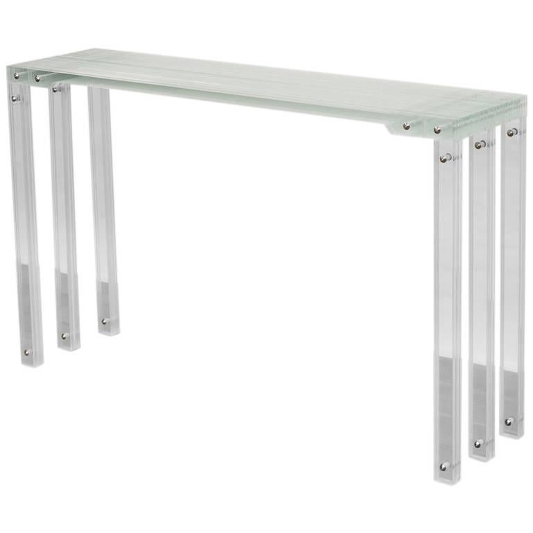 Contemporary Console Table CSL.JEL.GG.17 by Thomas Lemut in Tempered Glass  For Sale