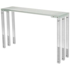 Contemporary Console Table CSL.JEL.GG.17 by Thomas Lemut in Tempered Glass 