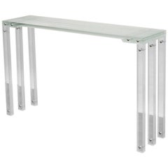 Contemporary Console Table CSL.JEL.GG.17 by Thomas Lemut in Tempered Glass