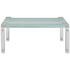 Contemporary Bench 'BENCH.GG.17' by Thomas Lemut in Tempered Glass