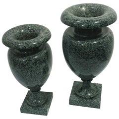Pair of Neoclassical Green Granite Urns, circa 1830