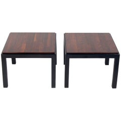 Pair of Rosewood and Black Lacquer End Tables by Milo Baughman