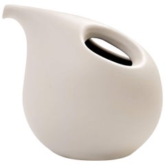 Modernist White Ceramic Vase with Handle, 1960s