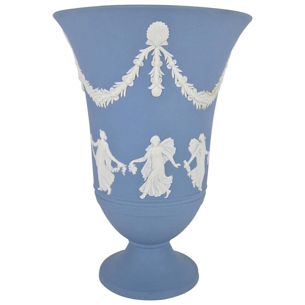 Vintage Arcadian Flower Girl Vase in Solid Wedgwood Jasper Ware
