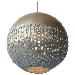Brutalist Torch Pierced Aluminium Sphere Pendant, 1950s, USA