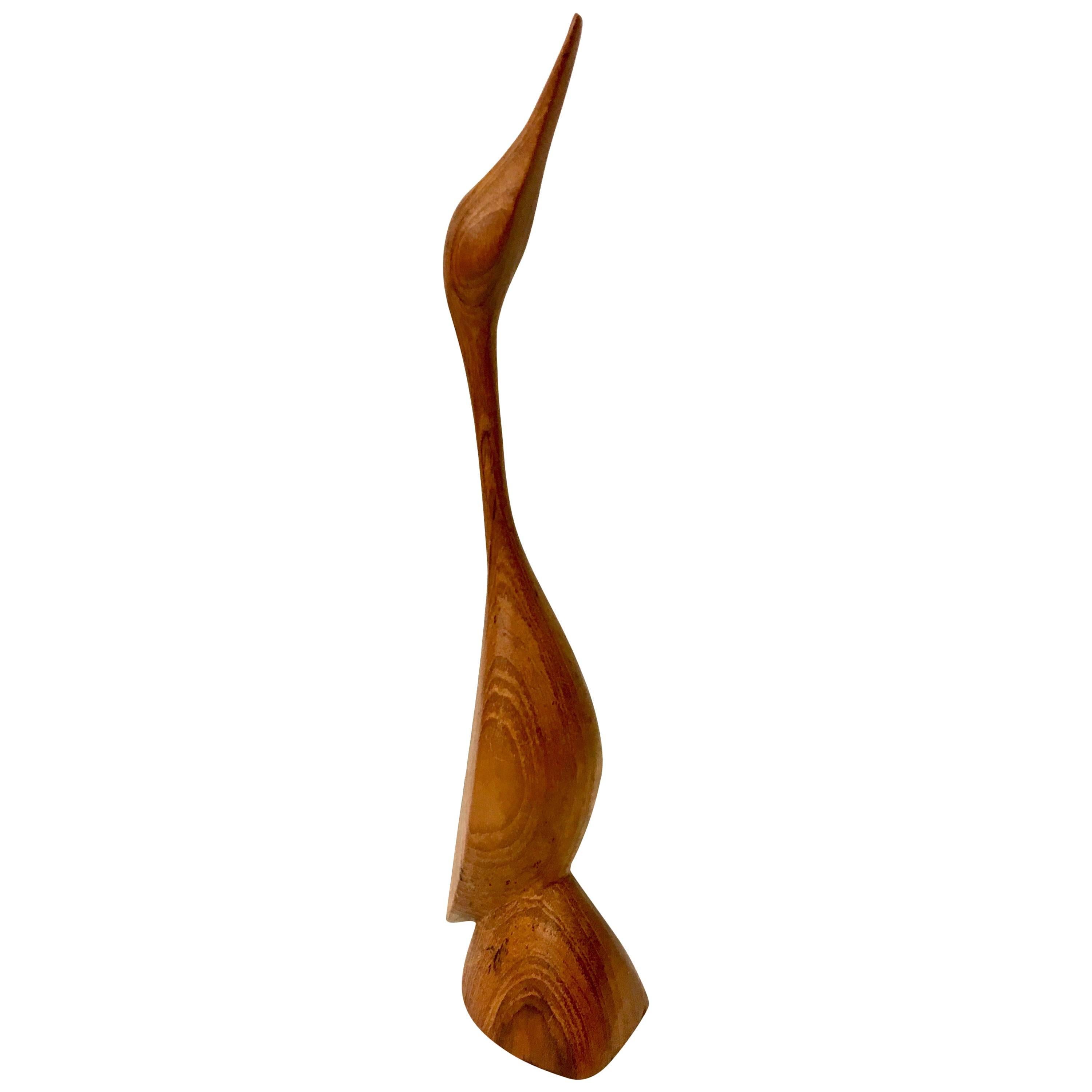 Danish Modern Solid Teak Hand-Carved Duck Sculpture For Sale