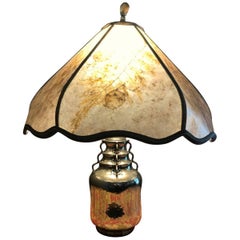 Antique Mogens Ballin 826 Silver Lamp with Custom Mica Shade