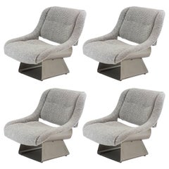 Set of Four Modernist Metal-Based Lounge Chairs