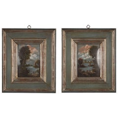 Pair of Small Vintage Italian Landscape Oil Paintings