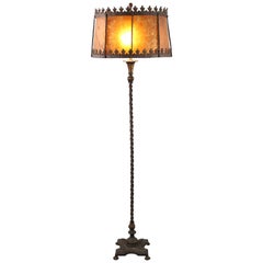 Classic Spanish Revival Floor Lamp with Mica, 1920s Antique