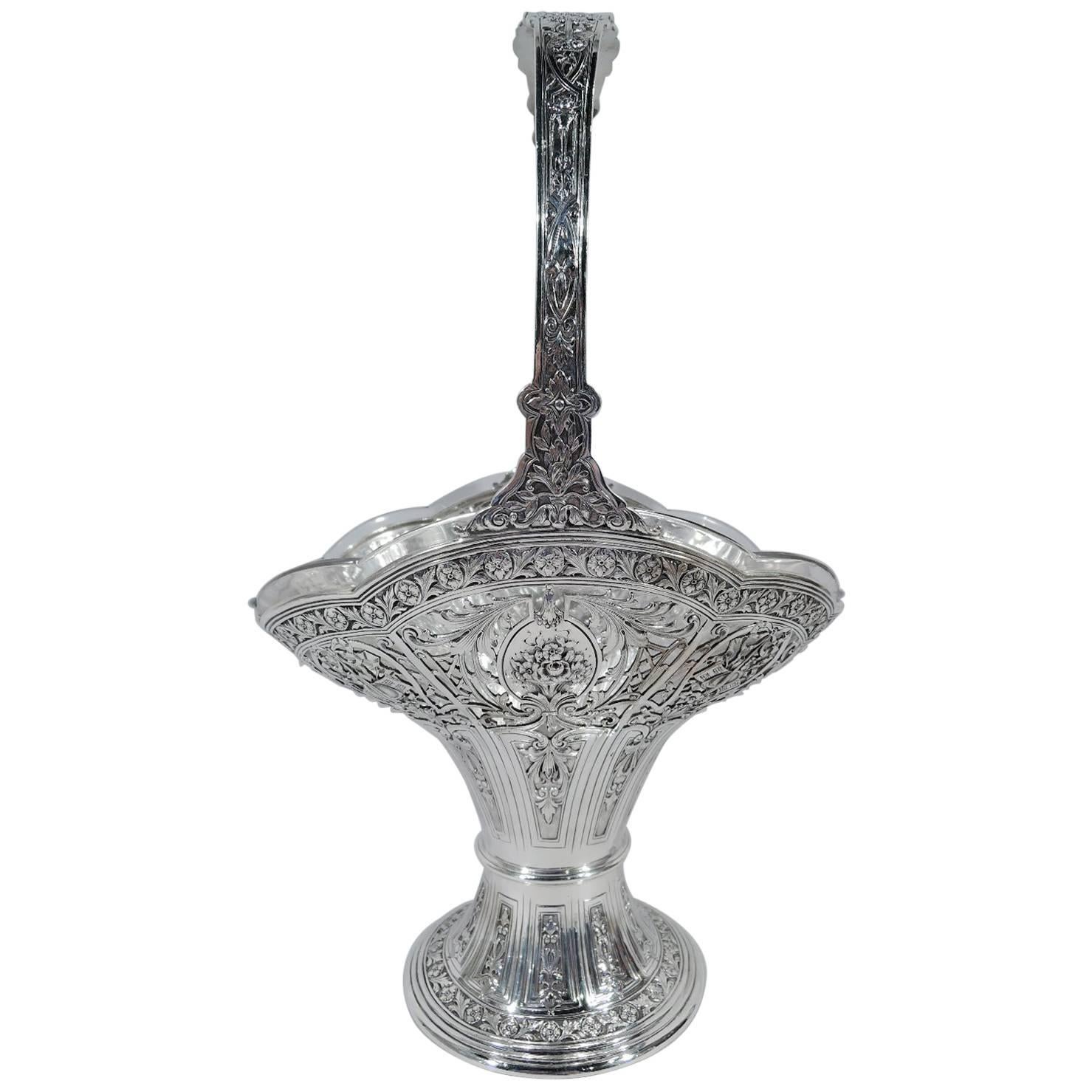 Antique American Sterling Silver Flower Basket by Black, Starr and