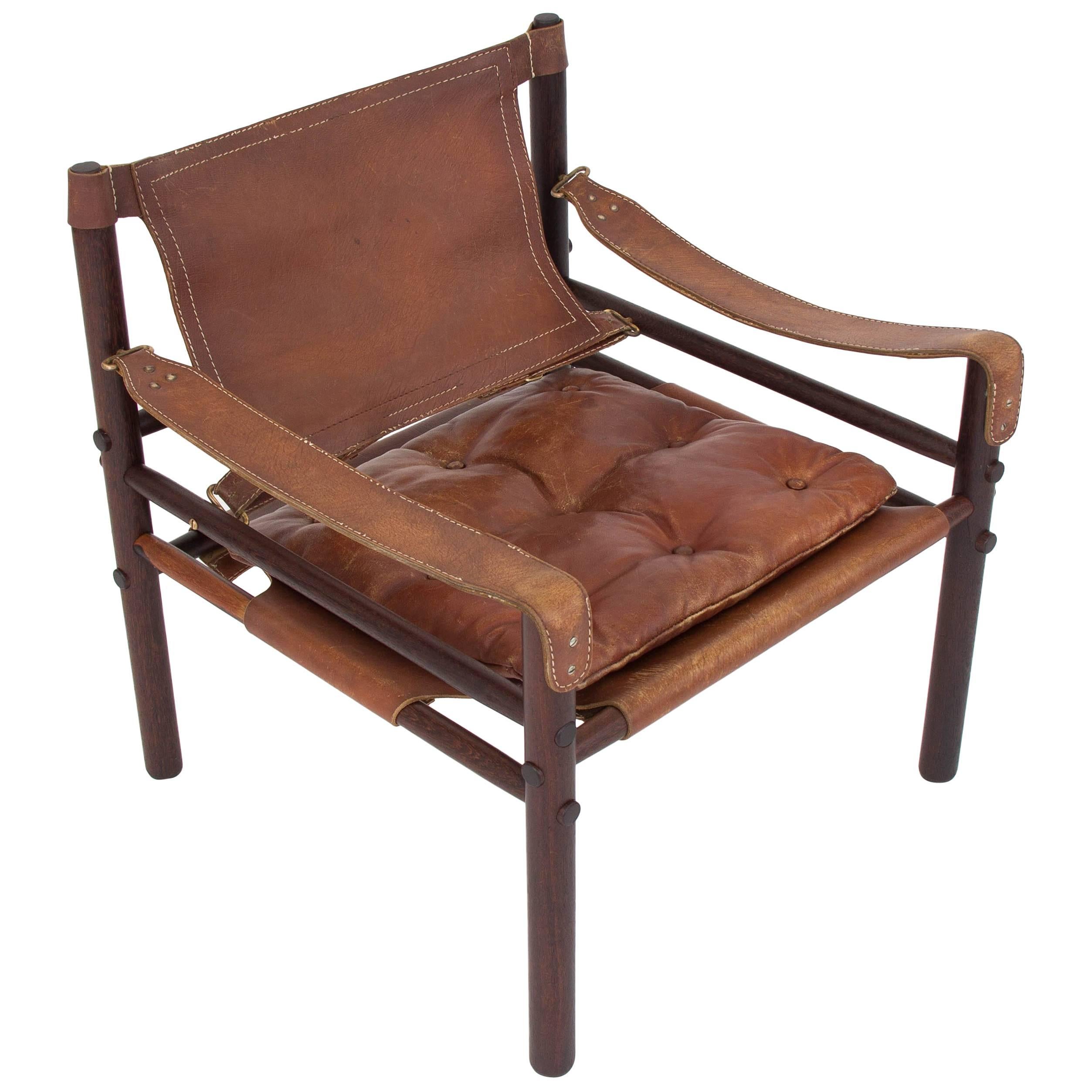 Arne Norell "Sirocco" Safari Sling Chair in Brown Leather