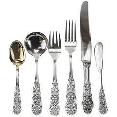 Retro 104 piece Sterling Silver Flatware Set for 16 in Valdres by Th Marthinsen