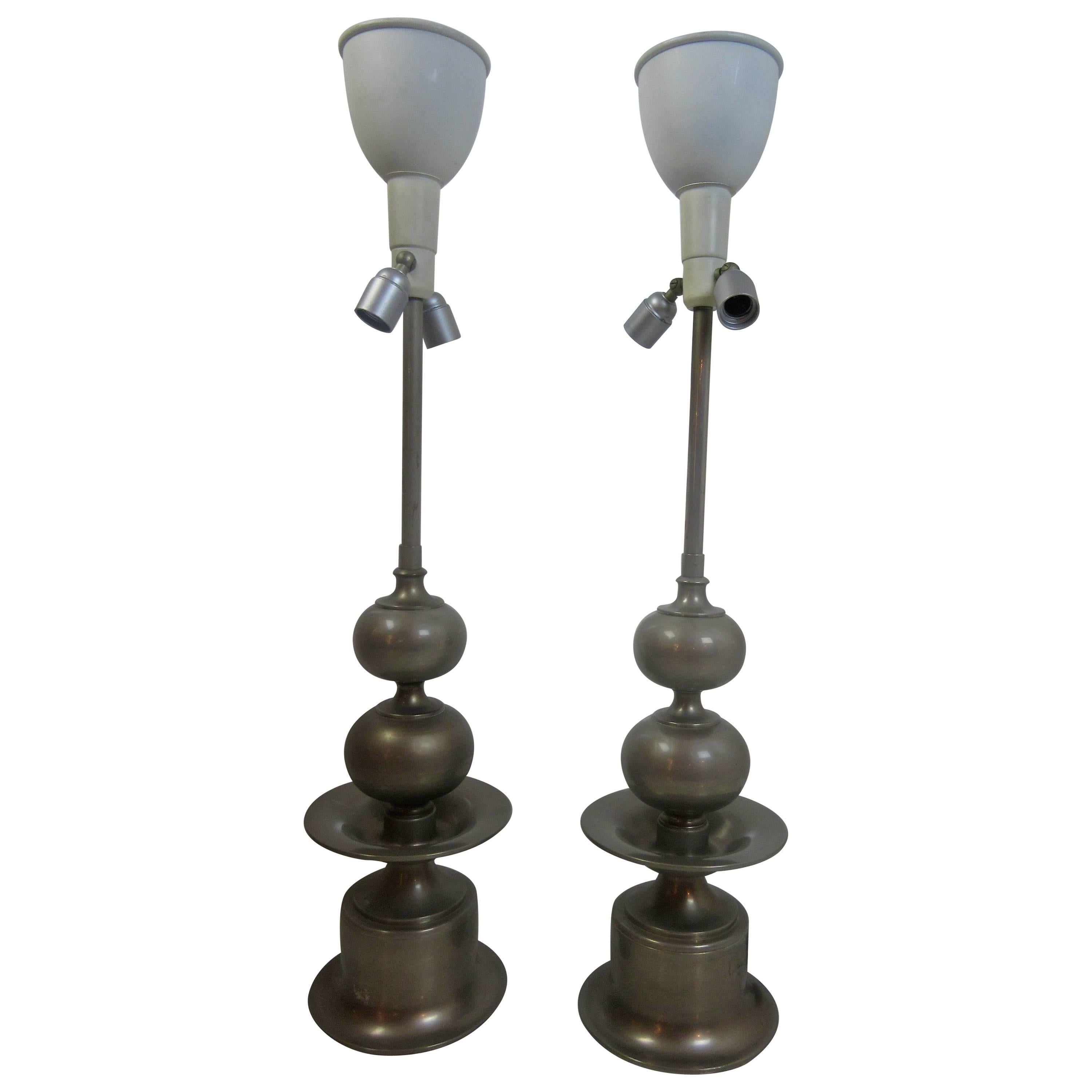 Pair of Italian Moorish/ Moroccan Stacked Ball Table Lamps
