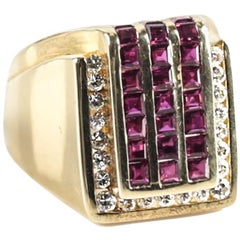 Charles Krypell 18 Karat Yellow Gold Diamond and Ruby Ring