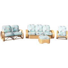 Used Set of Four-Piece Paul Frankl Style Six-Strand Sofa & Three-Strand Matching Set