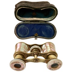 Antique 19th Century, French Mother-of-Pearl Opera Glasses-Binoculars & Case