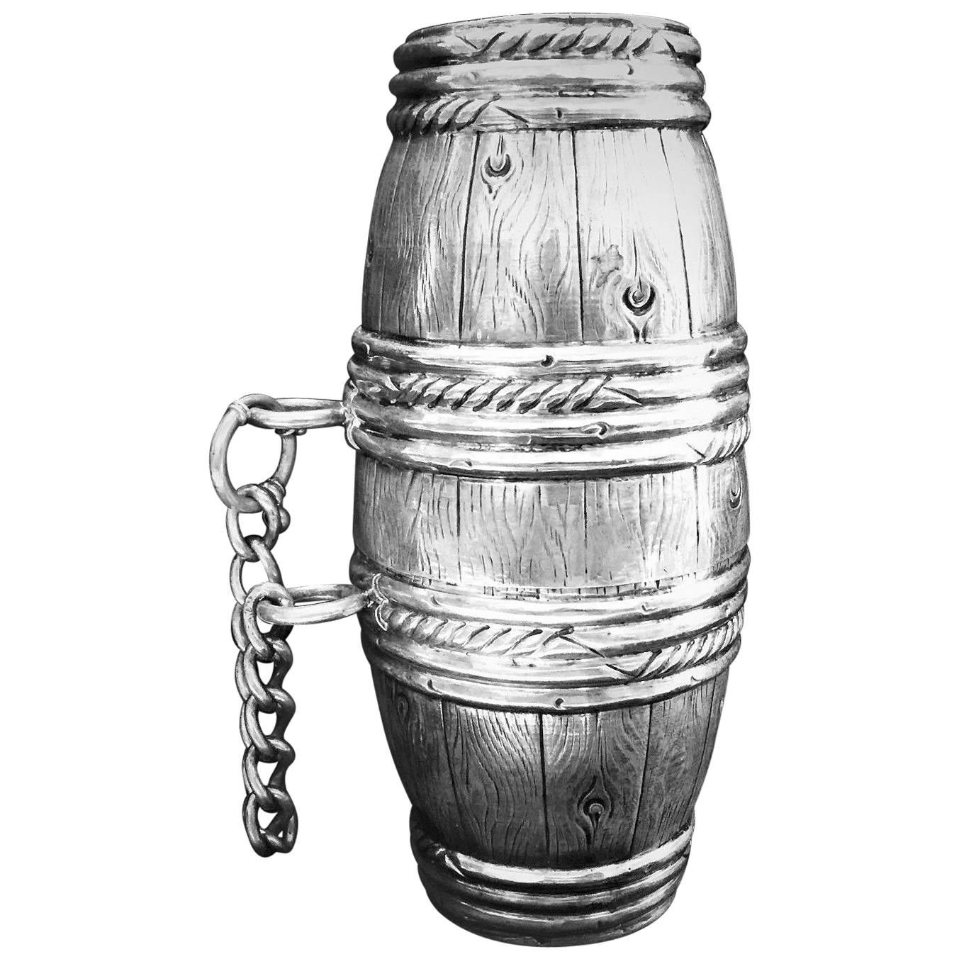 German Tromp L'oeil Silver Brotherhood Wine Vessel, 19th Century