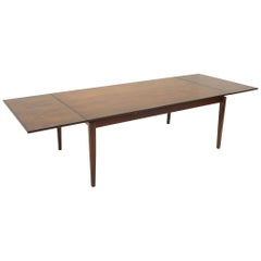 Danish Modern Rosewood Expandable Draw Leaf Dining Table