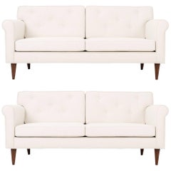 Pair of Fluted Leg Settees by Edward Wormley for Dunbar