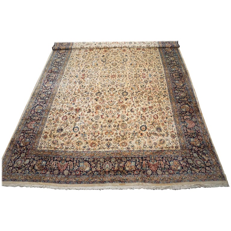 Fine Persian Kerman Area Rug Vintage Circa 1940