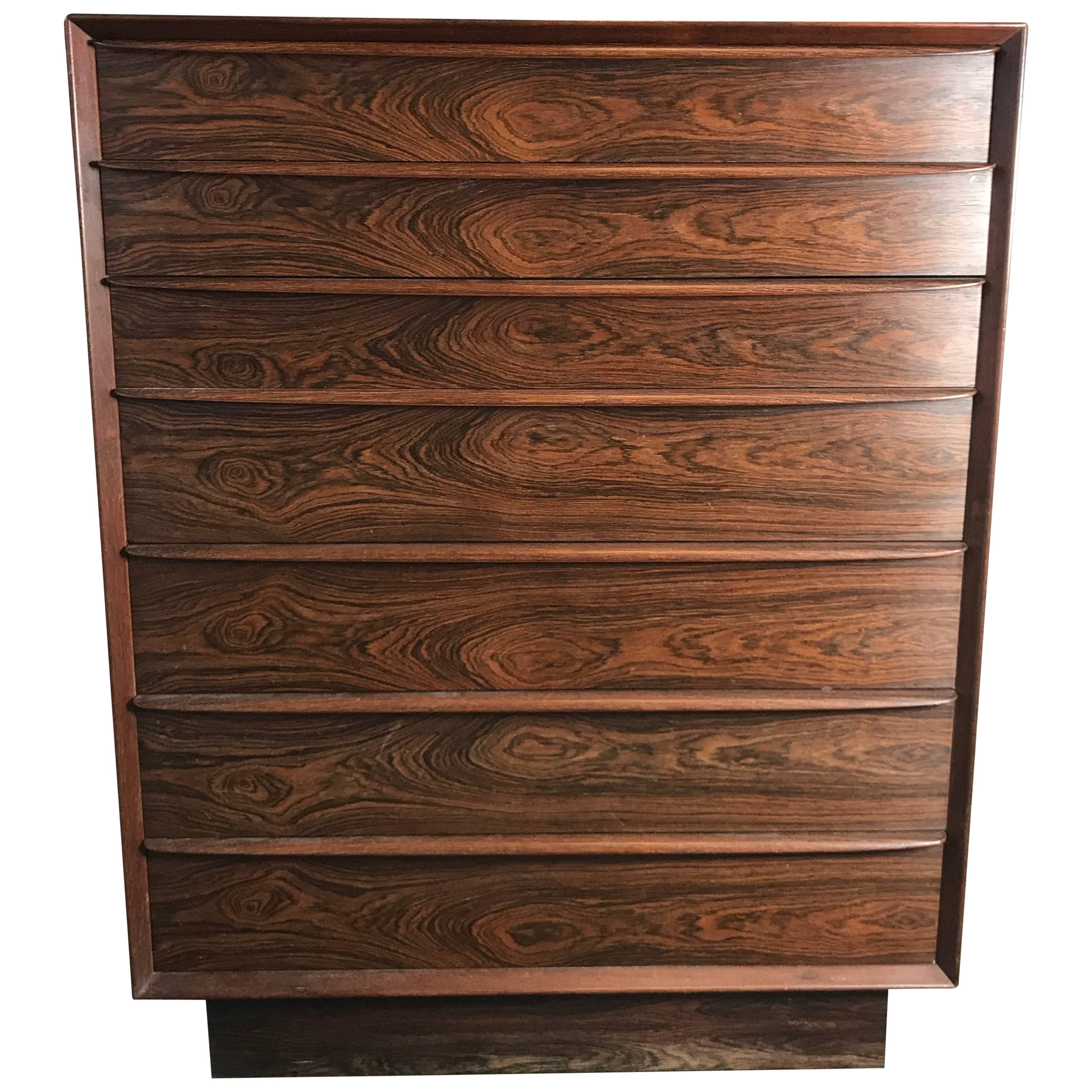 Stunning Rosewood Falster Seven-Drawer Chest Made in Denmark For Sale