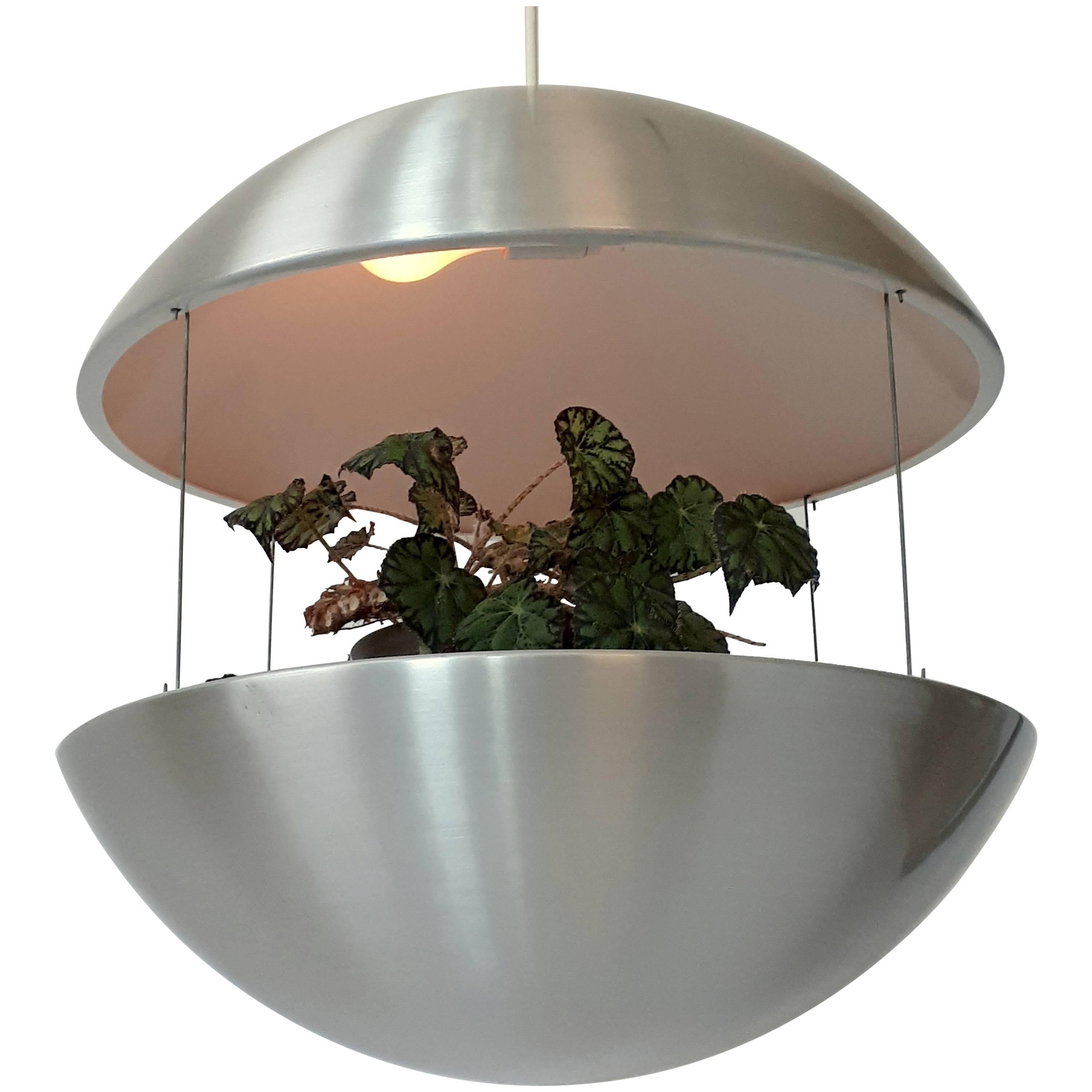 Aluminium Lighted Planter Pendant from Lyskaer, 1970s, Denmark