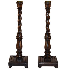 Pair of Unusual 19th Century Candlesticks Pair of Unusual 19th Century Candlesticks
