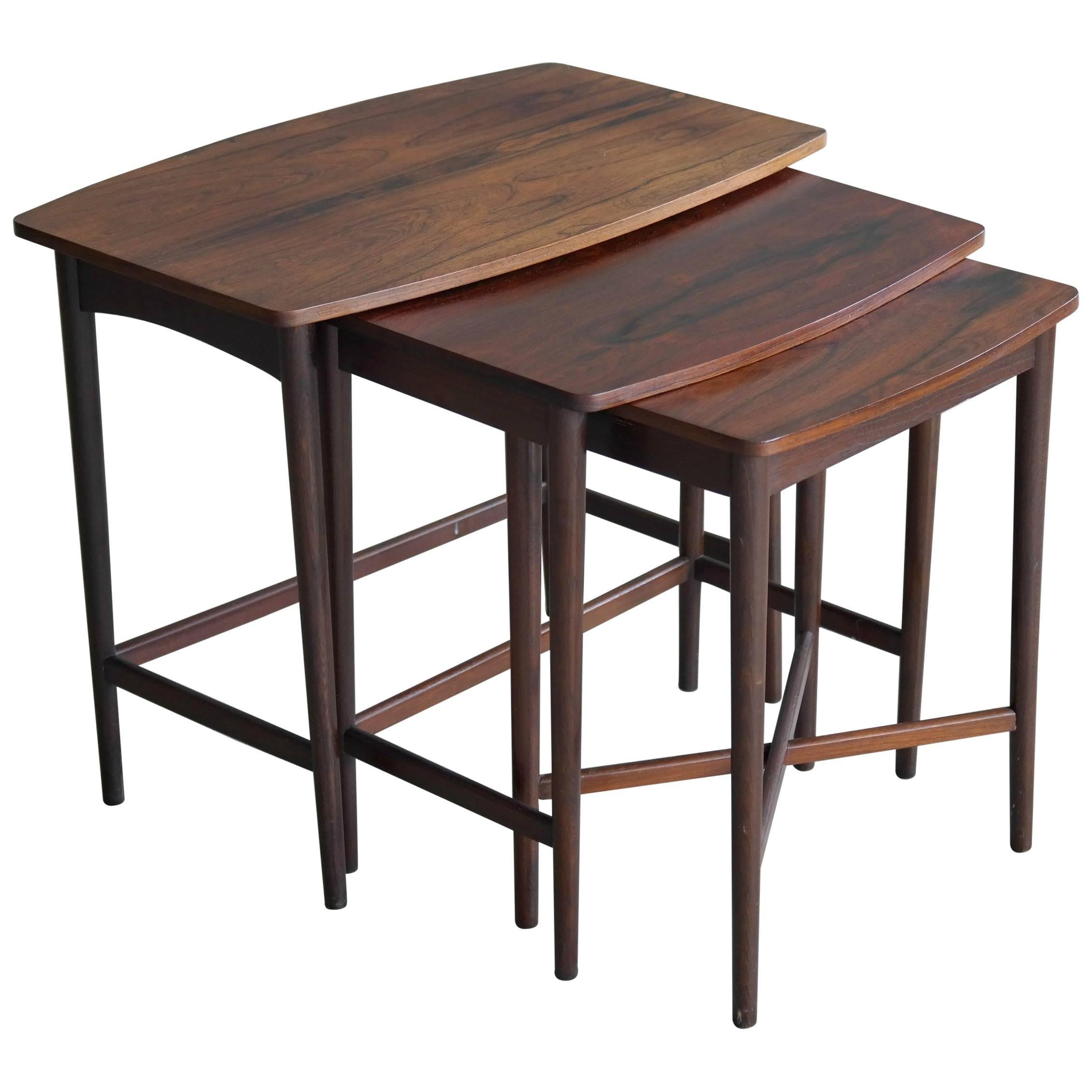 Johannes Andersen Style Nesting or Stacking Tables in Rosewood