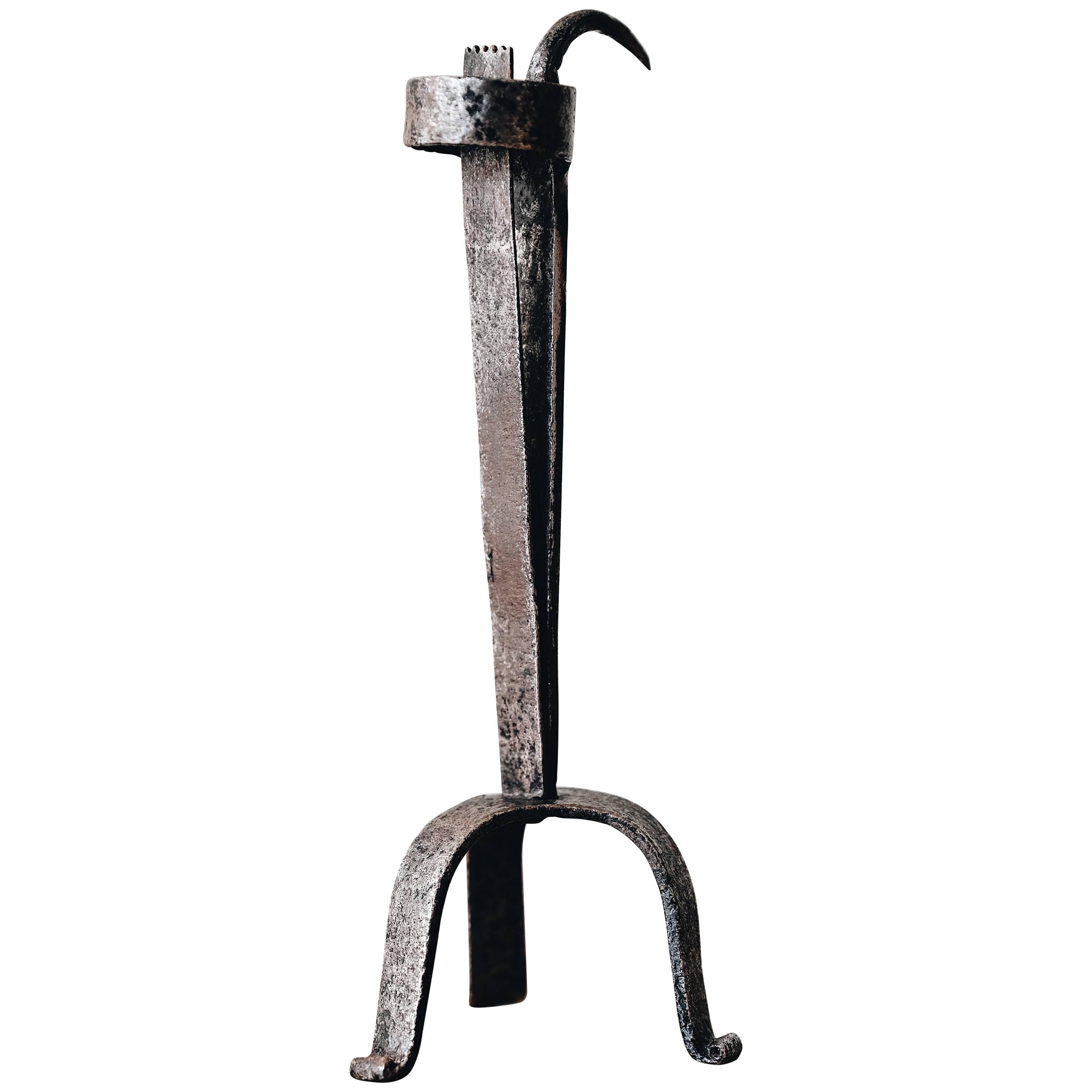 19th Century Swedish Wrought Iron Candlestick