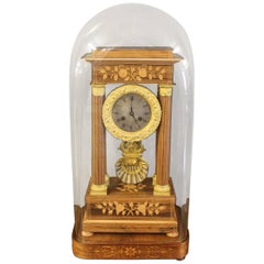 Antique Empire Style Mantel Clock with Glass Dome, France, 1850s