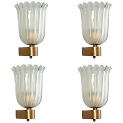 Set of Four Murano Glass Sconces by Barovier