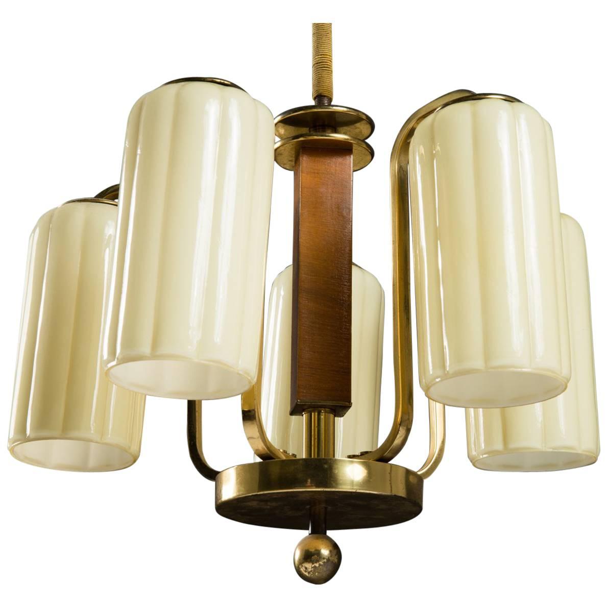 Art Deco Opaline Glass Chandelier