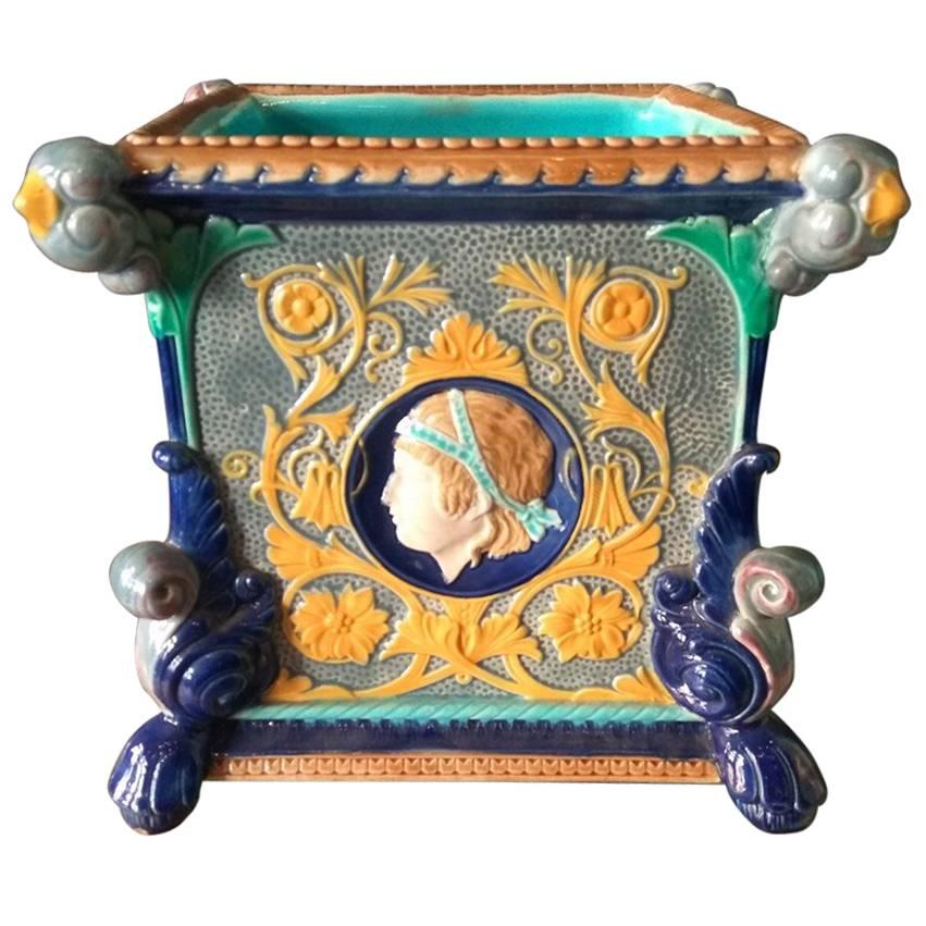 Minton Square Planter with Medallions For Sale