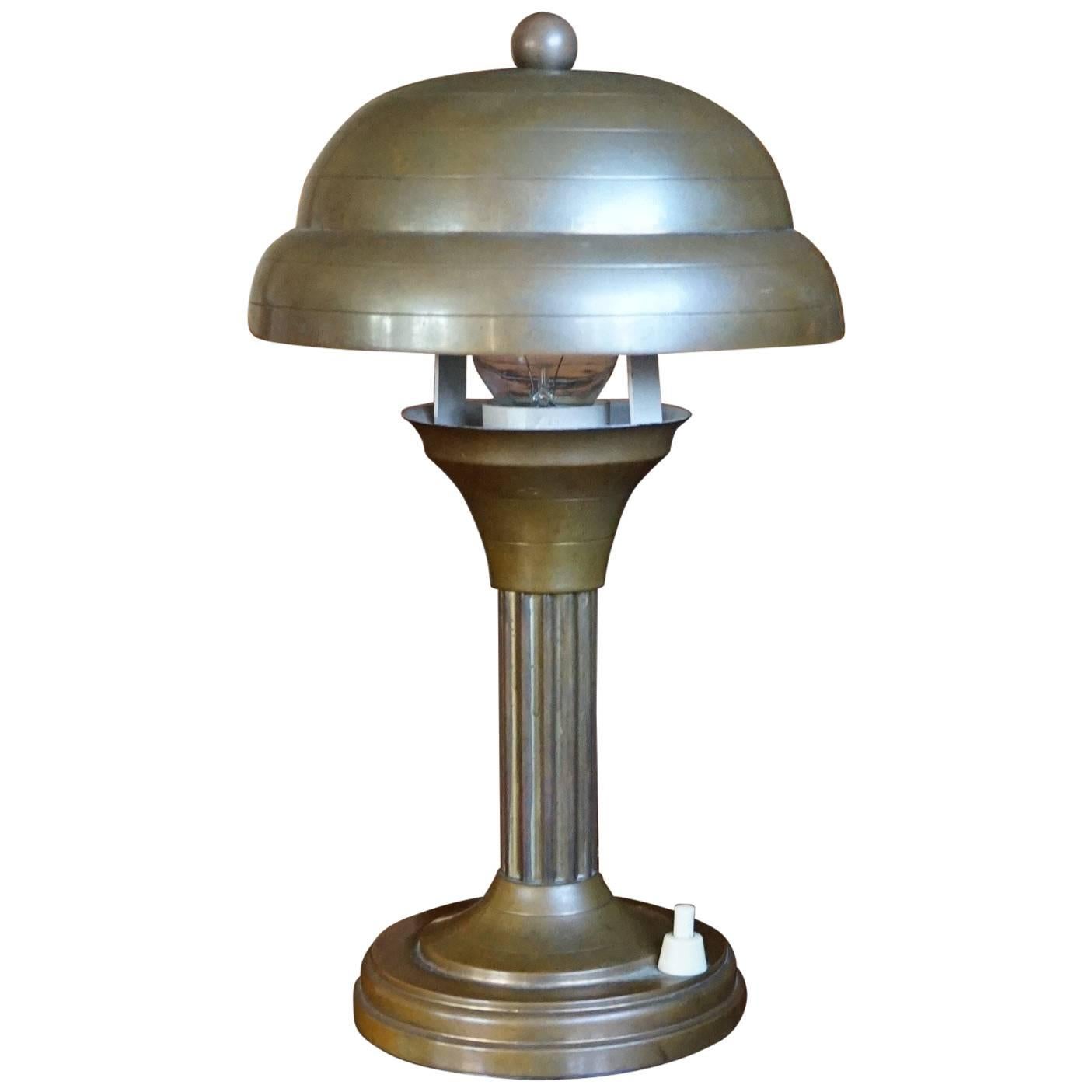 Stylish and Handcrafted Copper Metal Art Deco Table or Desk Lamp