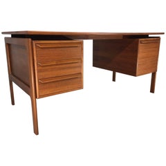 G.v. Gasvig for GV Mobler Danish Modern Floating Drawer Teak Writing Desk