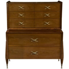 Vintage Mid-Century Modern Kent Coffey "Auburn" High Boy Chest of Drawers