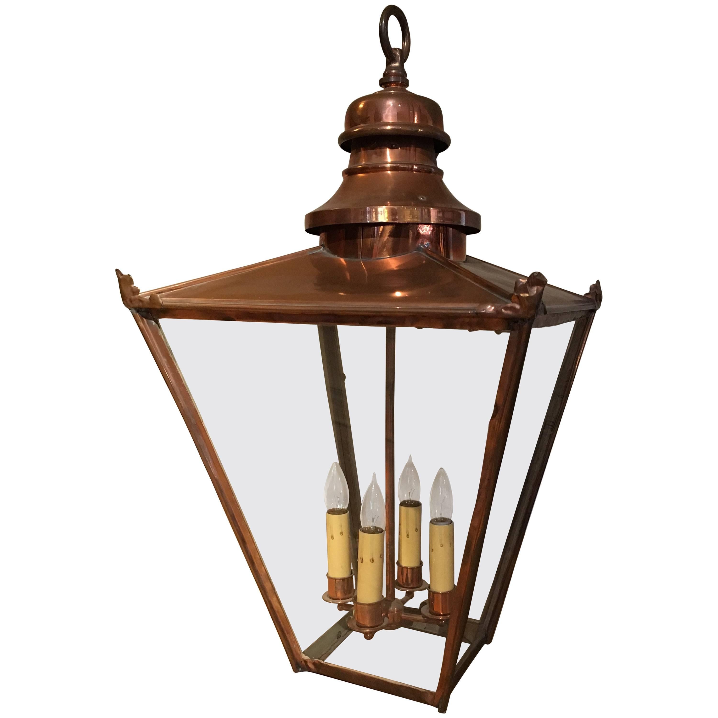 Large Copper Hanging Lantern, English