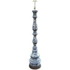 Large 19th Century Blue And White Delft Floor Lamp