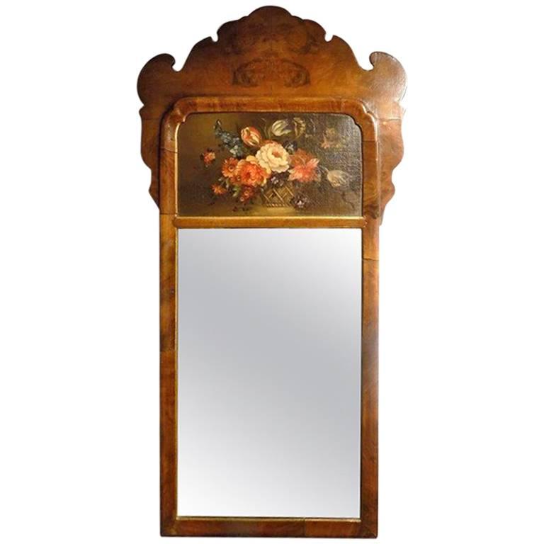Small Walnut Queen Anne Style Wall Mirror