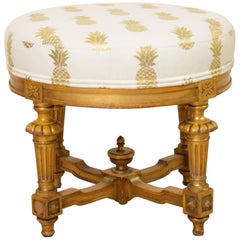 Late 19th Century Gilded and Upholstered Stool