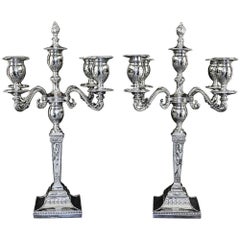 Pair of Victorian Sterling Silver Five-Light Candelabra