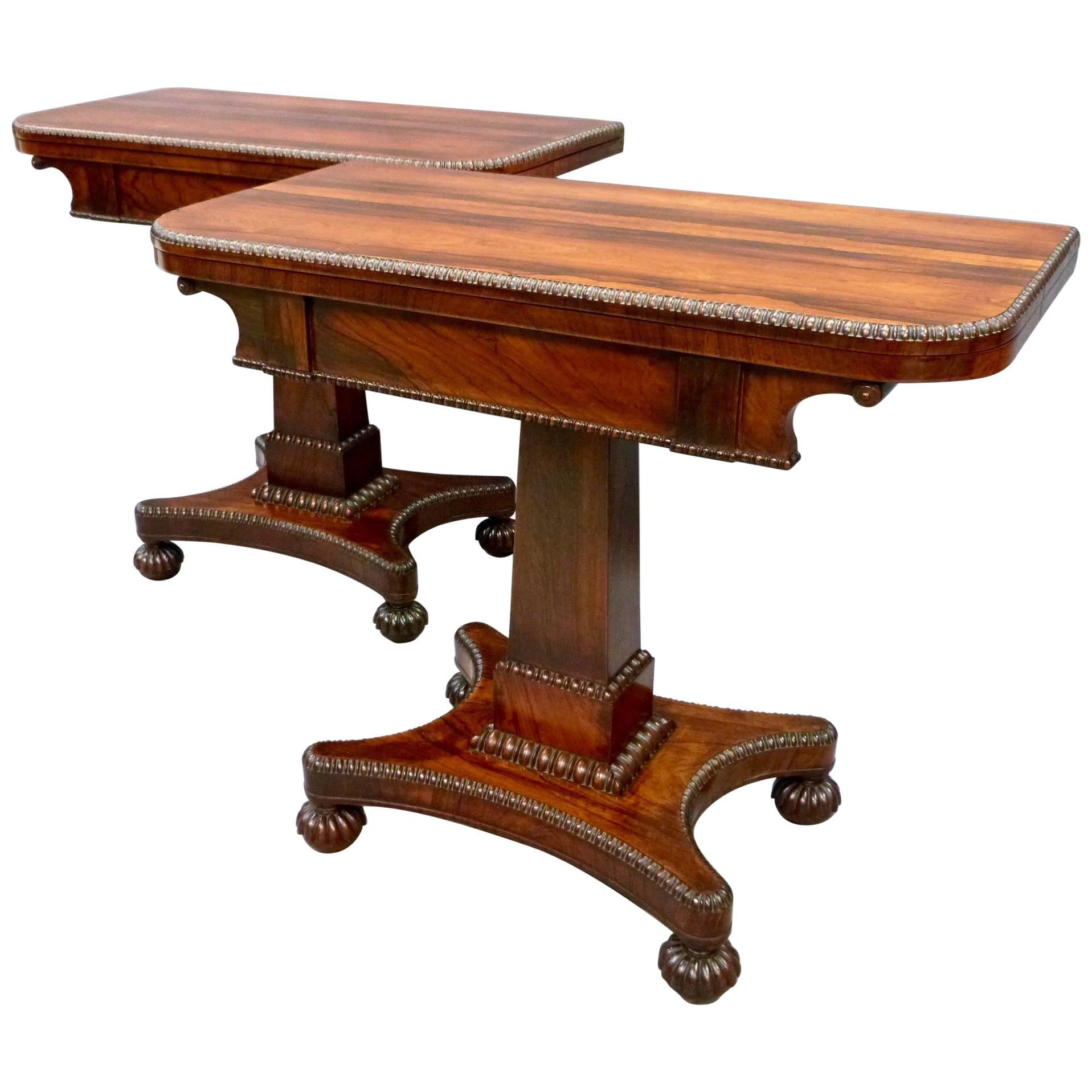 Pair of Late Regency Rosewood Card Tables