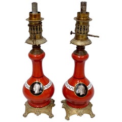 Pair of Late 19th Century Etruscan Oil Lamps Converted to Electricity