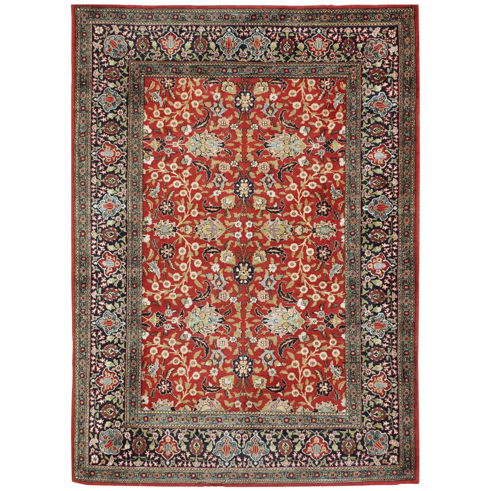 Vintage Wool Turkish Hereke Carpet For Sale